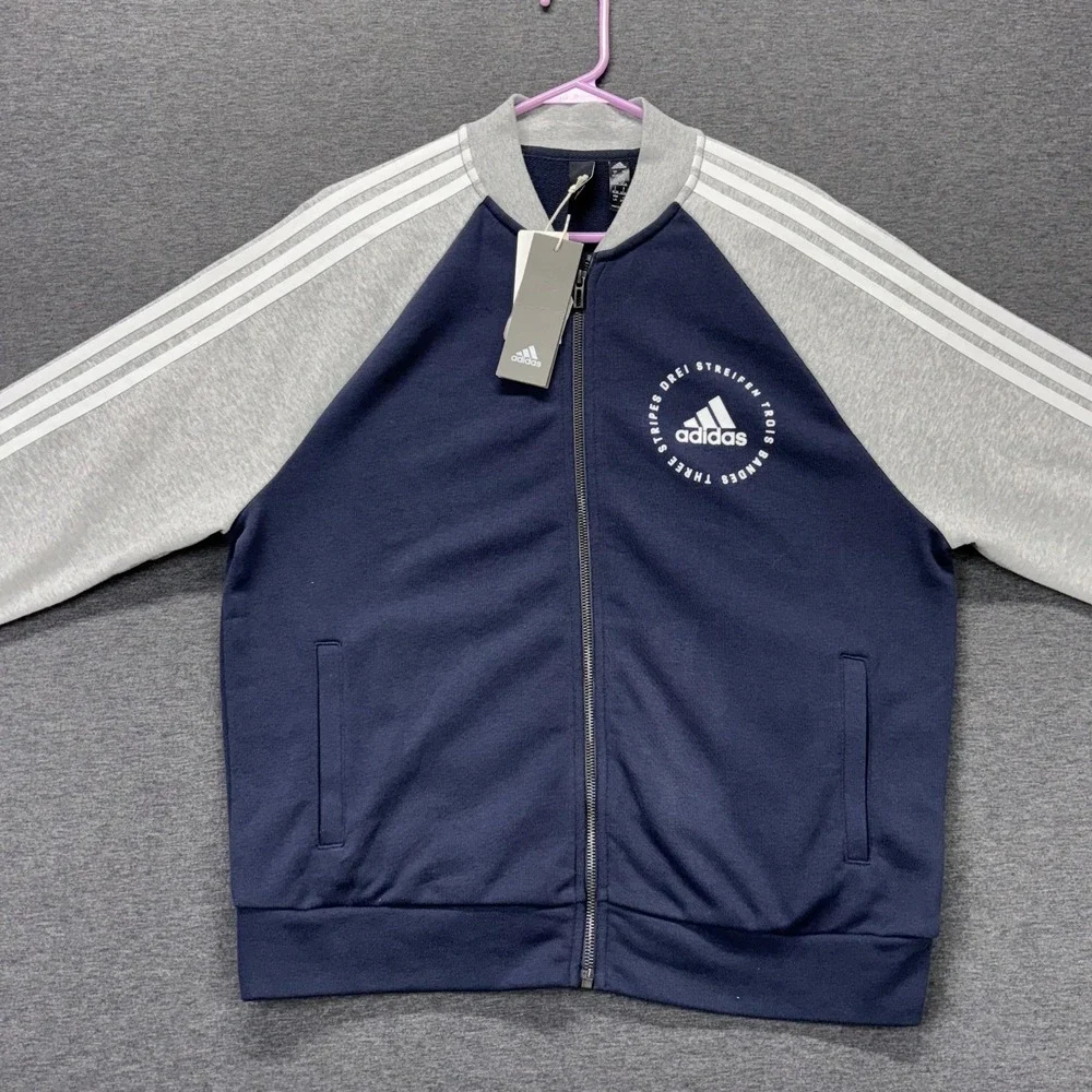 Adidas SID Bomber Track Jacket Womens Large Blue Gray Colorblock Full Zip NEW - Picture 2 of 11